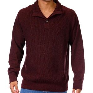 NEW Original Weatherproof Vintage Burgundy Denim Pullover Shawl Collar Sweater